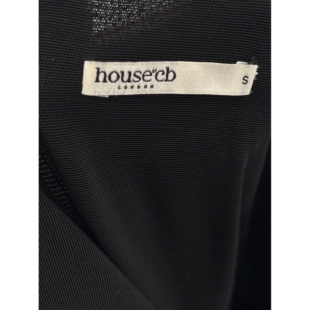 B41 House of CB Santa Mini Dress Small Black Glitter Ruched Bodycon Cutout - Picture 9 of 12